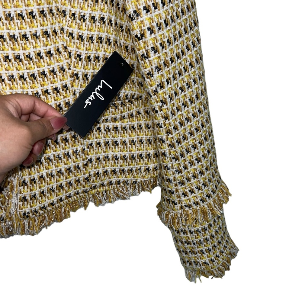 Lulu’s Boss Girl Yellow Multi Tweed Jacket Medium - Picture 9 of 15